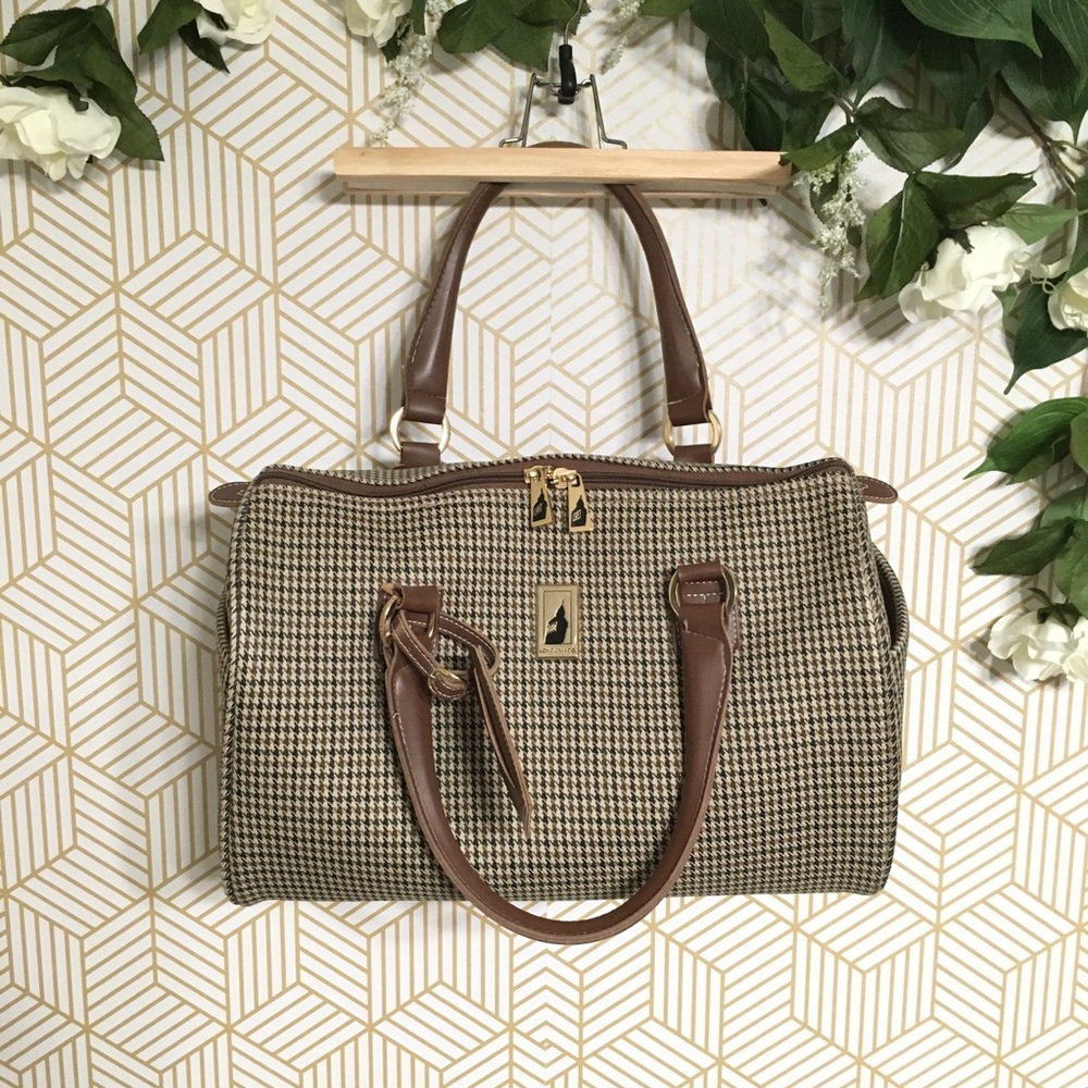 London Fog Houndstooth Duffel Weekender Travel Bag